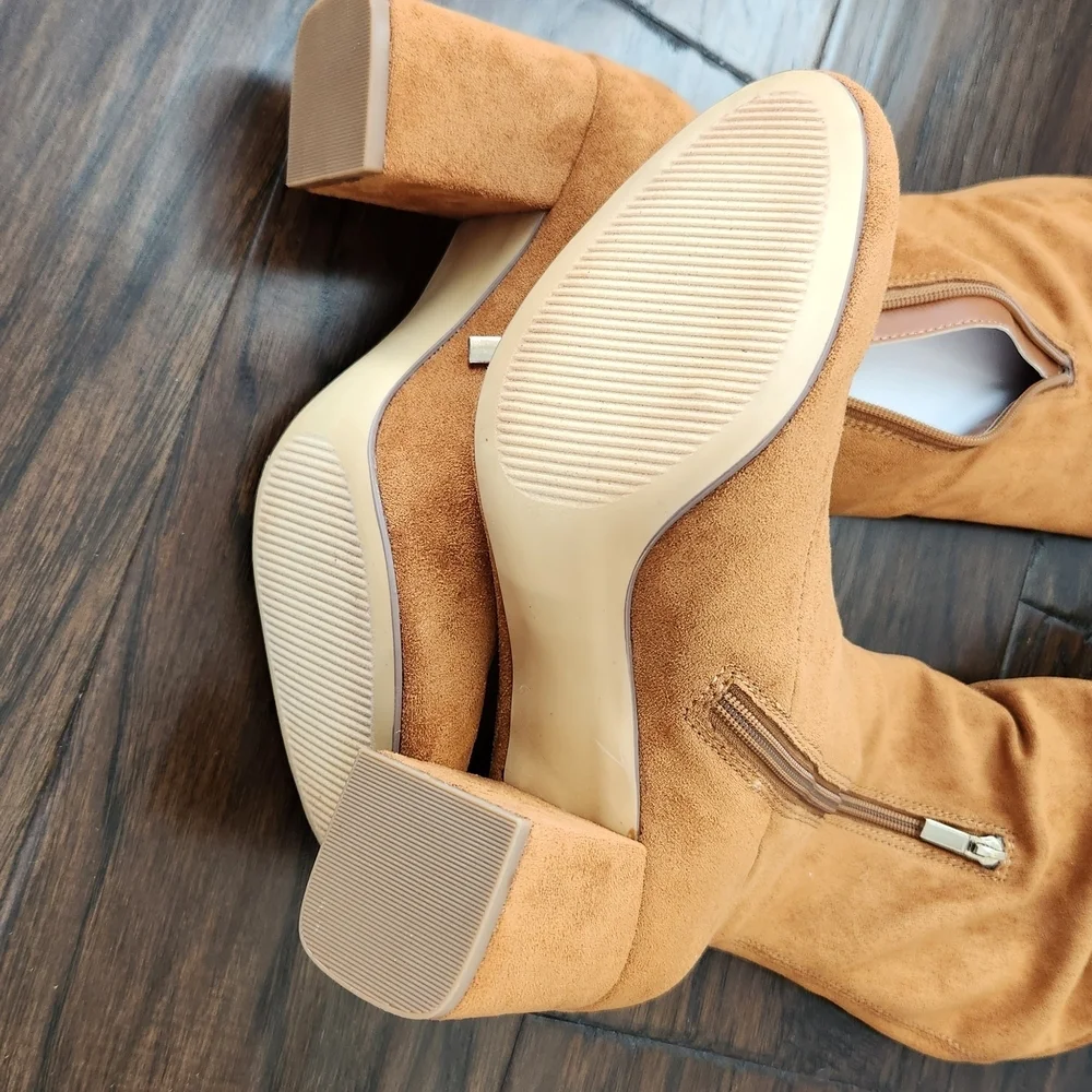 JustFab Tan Over the Knee Boots